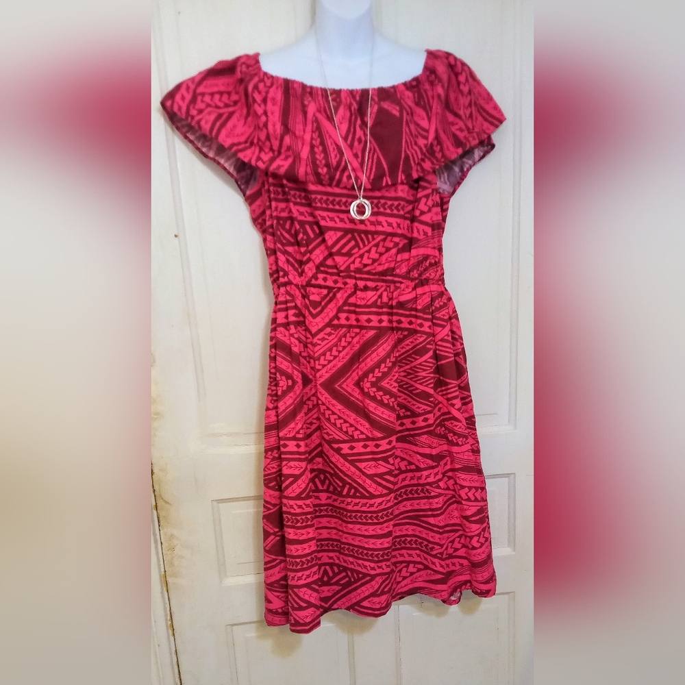 Pink Patterned Midi Dress
